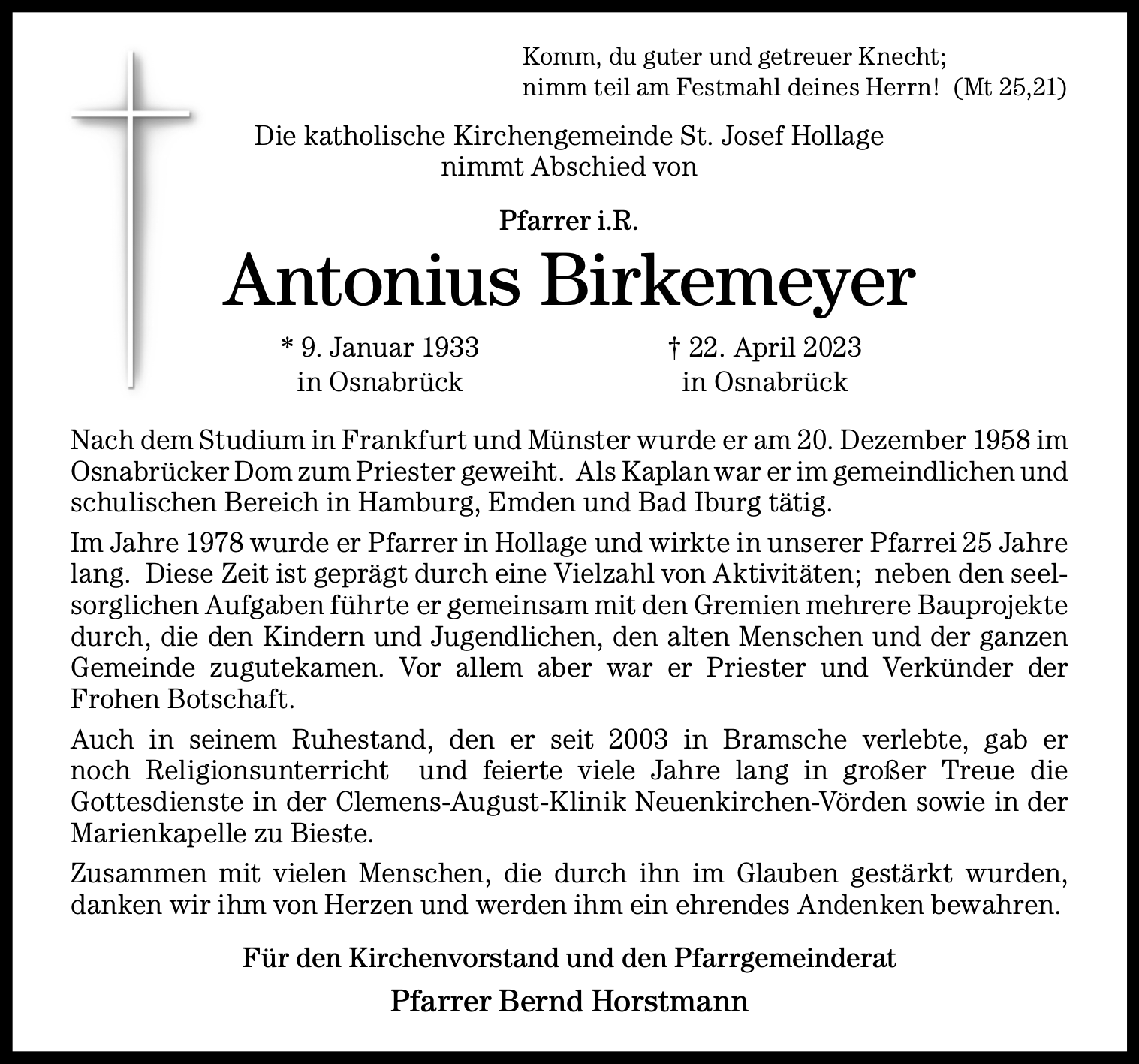 Birkemeyer Antonius Pfarrer Anzeige St. Josef2